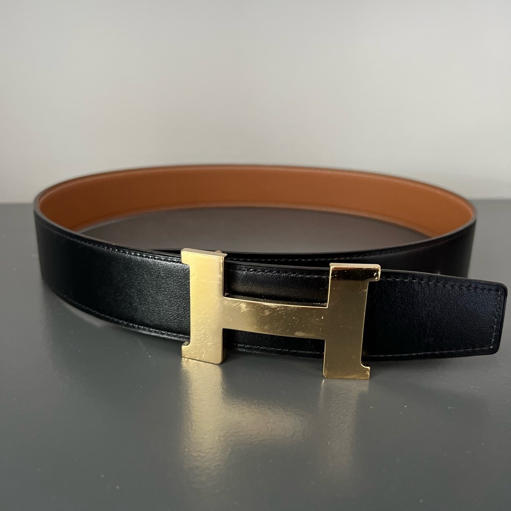 Hermes reversible belt in brown/black.